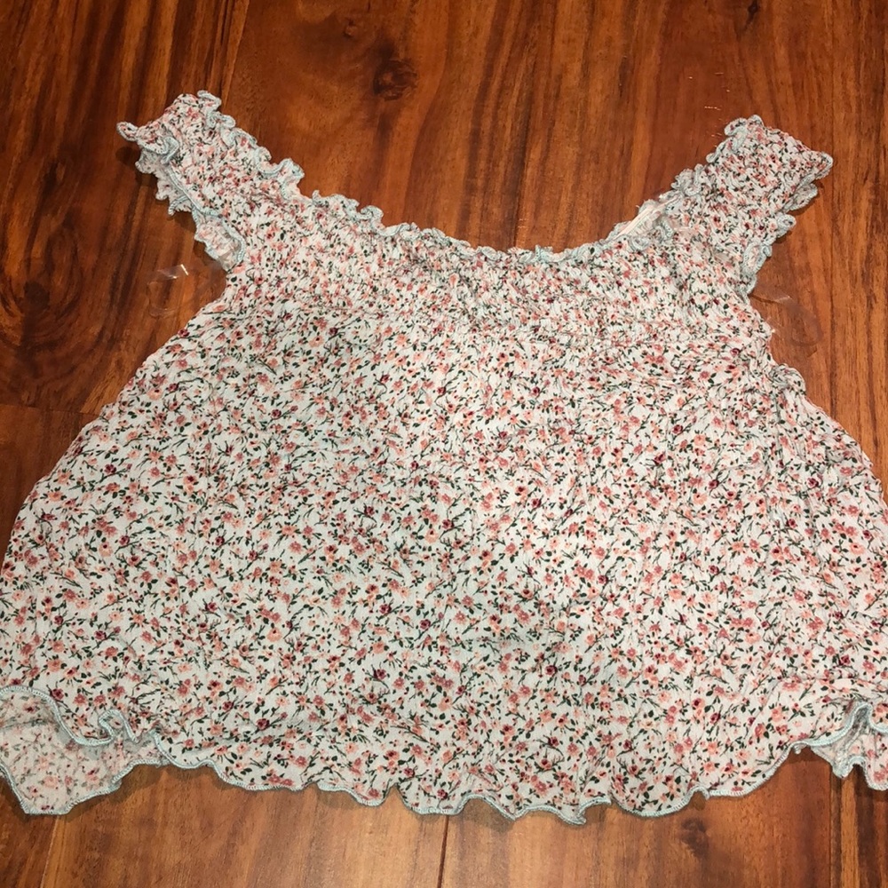 Contempo Casuals floral off the shoulder crop top